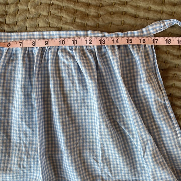 Vintage Handmade Apron Cross Stitch Embroidery Blue Gingham Hearts - Picture 9 of 13